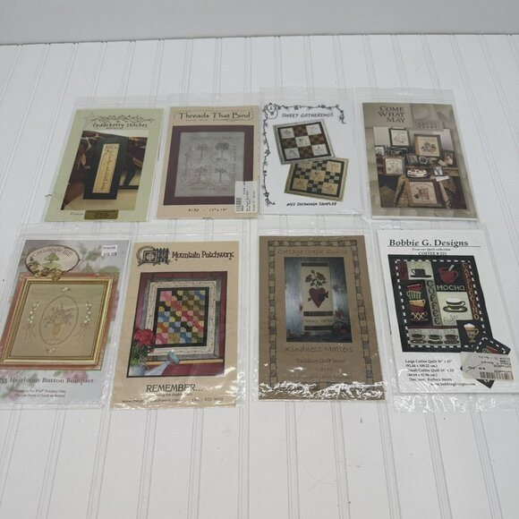 Lot of 8 Quilt Patterns And Stitching‎ Patterns Wall Hangings - Picture 1 of 9